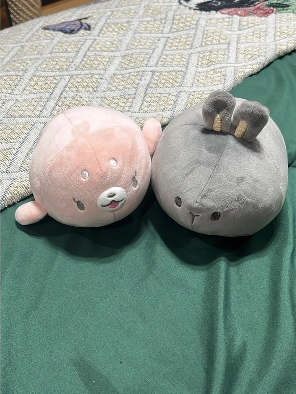 Plush Round Small Pet Toy - Pink and Gray Cute Animal Cushions